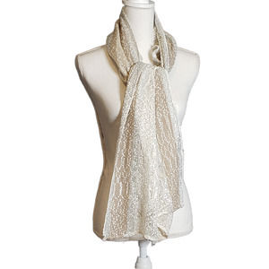 Radiant Elegance: Sparkly Silver, White, and Beige Scarf